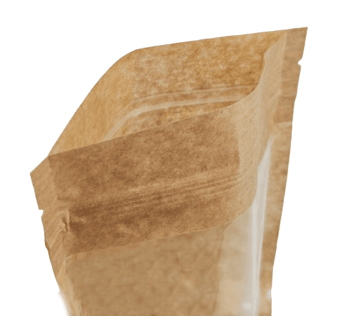 Пакет Дой-пак 120*185 "40+40" мм Крафт бумажный с окном 90мм